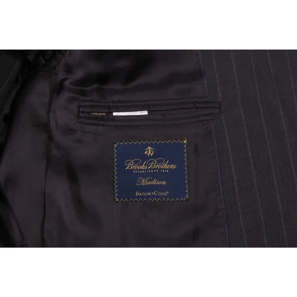 Brooks Brothers Madison BrooksCool Full Canvas Gray Striped 2-Btn Wool Suit 43R - Picture 12 of 16